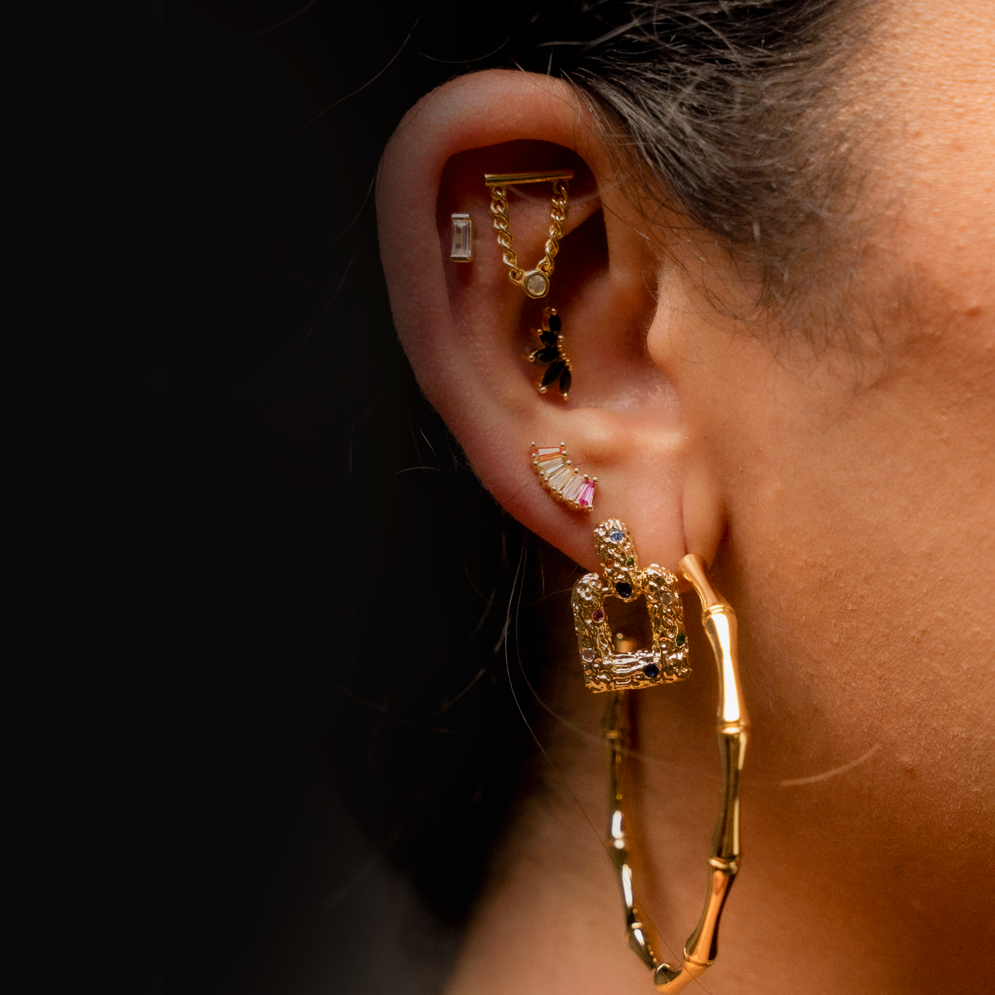 Baguette Diamond Piercing